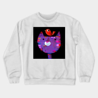 Cat With Pesky Bird Crewneck Sweatshirt